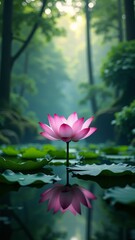 Wall Mural - Serene and elegant, the lotus flower blooms in still waters