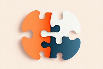 Poster - A flat vector design of a puzzle piece fitting perfectly into place, representing a significant breakthrough, on a neutral background