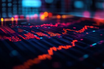 Poster - Analyzing market trends through abstract data visualizations at a financial hub