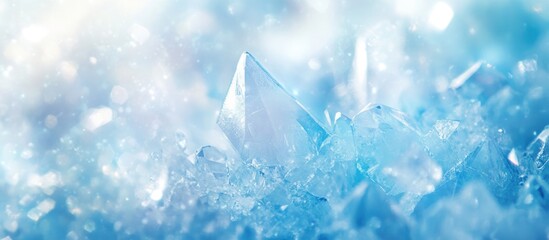Wall Mural - blue crystal formations with soft focus background and sparkles, suitable for abstract designs and t
