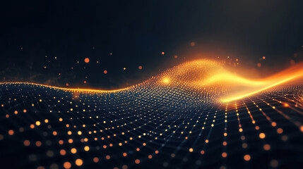Wall Mural - luxurious abstract background with glowing waves and particles