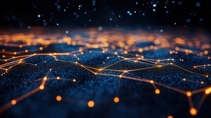 Wall Mural - abstract digital landscape with glowing connections and particles