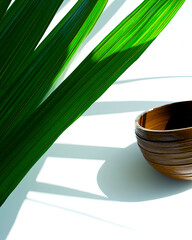 Poster - Embracing Natures Elegance With a Palm Leaf and a Minimalist Touch of Shadow Art