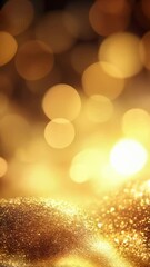 Wall Mural - glistening golden bokeh background with sparkling particles for elegant and festive designs, perfect