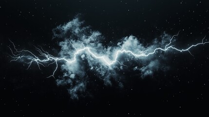Wall Mural - a scene full of lightning and electric rays isolated on a empty plain clean black backgroun