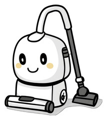 Wall Mural - Adorable Robot Vacuum Cleaner Cartoon Illustration