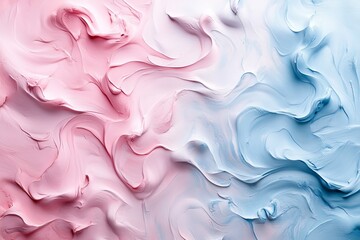 Poster - Swirling patterns of pink and blue paint create a vibrant abstract texture with smooth curves and delicate blending