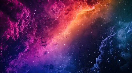 Wall Mural - Vibrant cosmic nebula with stars and swirling clouds of pink, orange and blue