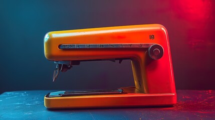 Vintage Orange Sewing Machine Dramatic Lighting