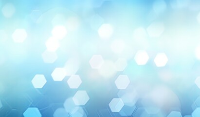 Light blue background with hexagons and white bokeh effect, soft gradient at the bottom edge, pale yellow accents