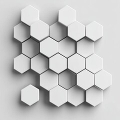 Aufkleber - Honeycomb patterns made of white tiles form a unique design on a wall surface in a modern interior space. Generative AI