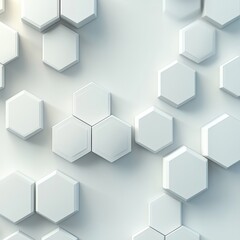 Poster - Modern white hexagonal wall design demonstrating geometric pattern and minimalist aesthetic in interior architecture. Generative AI