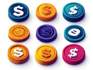 stock vector featuring flat business icons with money signs