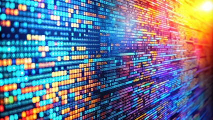 A wall of code, illuminated with vibrant hues, each line a testament to the boundless potential of technology.