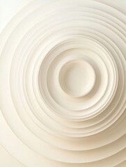 Fototapete - Circular patterns of layered paper showcasing a minimalist design in soft neutral tones. Generative AI
