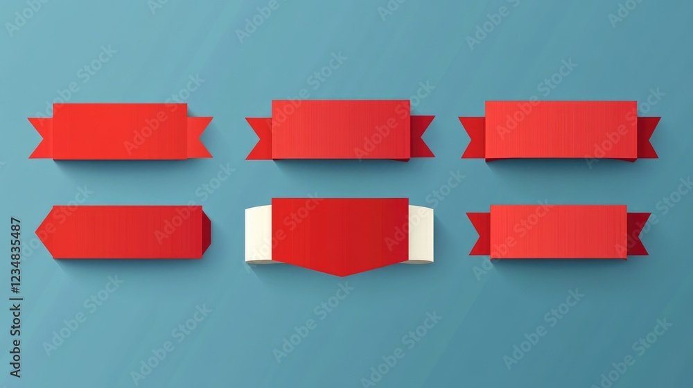 Red ribbon banners for website design, ideal for promotional tags ...