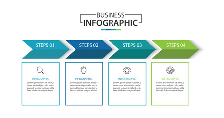 Wall Mural - 4 steps infographics design template - graph, workflow layout, brochure, report, presentation, vecto