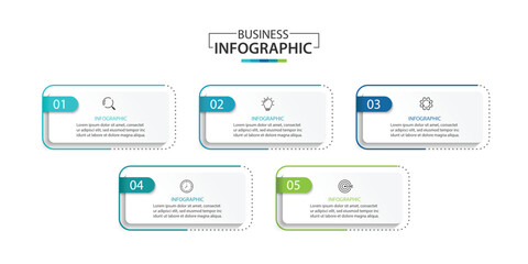 Wall Mural - business infographic template. 5 step timeline journey. process diagram, infographic elements vector