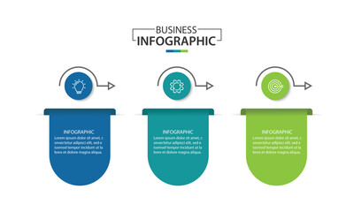 Wall Mural - 3 steps infographics design template - graph, workflow layout, brochure, report, presentation, vecto
