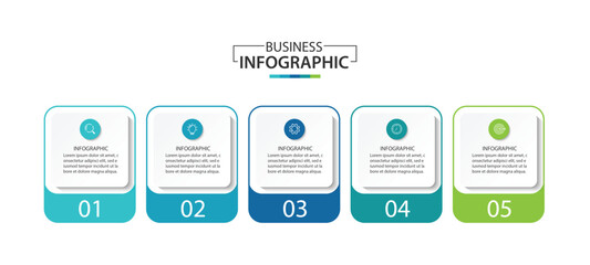 Wall Mural - business infographic template. 5 step timeline journey. process diagram, infographic elements vector