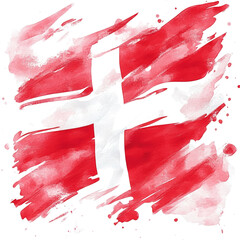 Wall Mural - a stylized watercolor depiction of the swiss flag featuring bold red and white brushstrokes against 