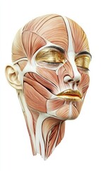 Poster - Facial muscles and contours anatomical illustration showcasing intricate details of human facial structure. Generative AI