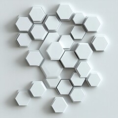 Aufkleber - Modern hexagonal tiles arranged artistically on a smooth wall showcasing intricate geometric patterns and textures. Generative AI