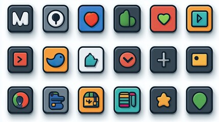 Colorful Square App Icons Design Set