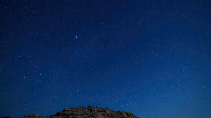 Sticker - Starry Night Sky, Vast Expanses Filled with Twinkling Stars, Deep Dark Blue Backdrop, Celestial Wonders Visible, Peaceful and Majestic Atmosphere of the Night Sky