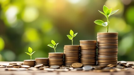 Wall Mural - financial development in business, showcasing increasing profit growth with upward trending graphs, 