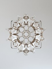 Leinwandbilder - Intricate snowflake design showcasing symmetrical crystal pattern against soft background. Generative AI