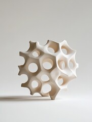 Fototapete - Unique sculptural design showcasing organic shapes and voids in a minimalist setting for artistic display. Generative AI