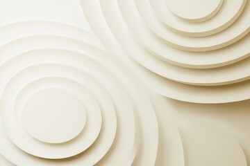 Fototapete - Abstract design featuring concentric circles in cream color, highlighting smooth textures and soft shadows in modern decor. Generative AI