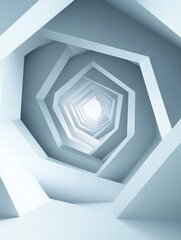 Aufkleber - Geometric spiral structure illuminated with soft light presenting a modern architectural design. Generative AI