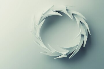 Fototapete - Circular paper sculpture with sharp edges creating a modern design in soft lighting. Generative AI