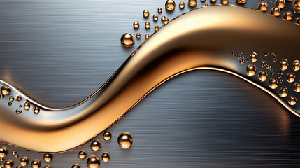 Wall Mural - Gold colored wave with many small gold colored dots. Minimalistic background.