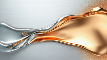 Wall Mural - Silver and gold wave is shown on a white background. Minimalistic background.