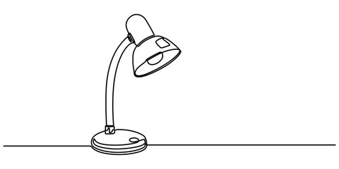 Wall Mural - continuous one line drawing. lamp on the table. vector illustration. one continuous drawn line art d