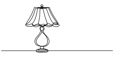 Wall Mural - continuous one line drawing. lamp on the table. vector illustration. one continuous drawn line art d