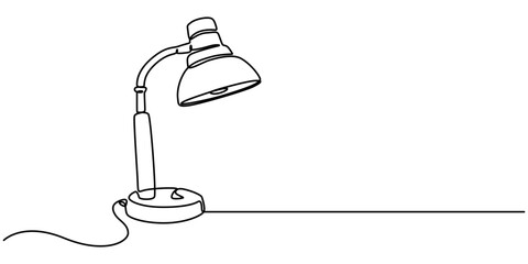 Wall Mural - continuous one line drawing. lamp on the table. vector illustration. one continuous drawn line art d
