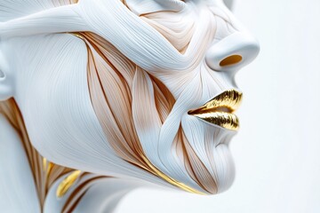 Poster - Detailed anatomical illustration showcasing facial muscles and contours with unique color variations and textures. Generative AI