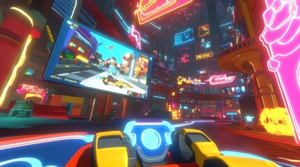 Futuristic City Racing Game Neon Streetscape