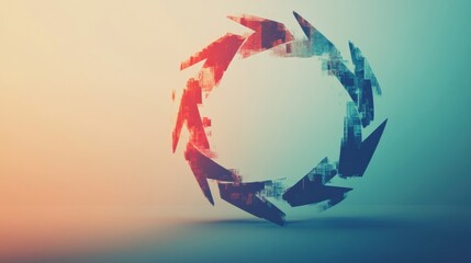 Fototapete - Colorful circular arrows represent recycling and sustainability concepts in a modern, abstract style. Generative AI