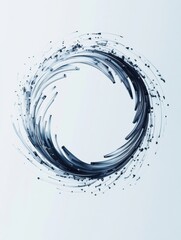 Aufkleber - Circular abstraction with dynamic strokes and motion blur creating an artistic visual effect on light background. Generative AI