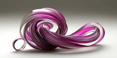 Wall Mural - Abstract Purple Glass Swirls Elegant Modern Design 3D Render Background Texture art wave flow loop