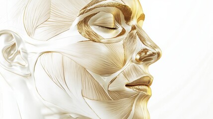 Aufkleber - Detailed anatomical illustration of facial muscles showcasing contours and structure in a neutral setting. Generative AI