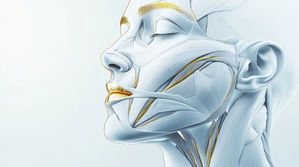 Aufkleber - Facial muscles and contours anatomy illustration highlighting muscle structure and facial expression dynamics. Generative AI