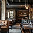 © Thirasit - Moody Restaurant Interior with Elegant Seating and Warm Lighting Fixtures Creates an Inviting Ambiance