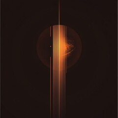 Wall Mural - Abstract Orange Lines Dark Background Modern Digital Art Design Elegant Minimalist Graphic Wallpaper