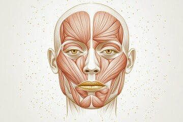 Aufkleber - Detailed anatomical illustration depicting facial muscles and their contours for educational and anatomical study. Generative AI